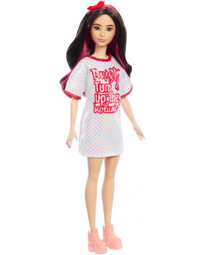 Кукла Barbie Fashionistas 214 - С бяло-червена тениска - 4